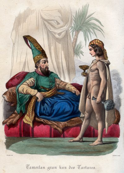 Mongolian monarch Timur (Tamerlane) and a young naked by French School